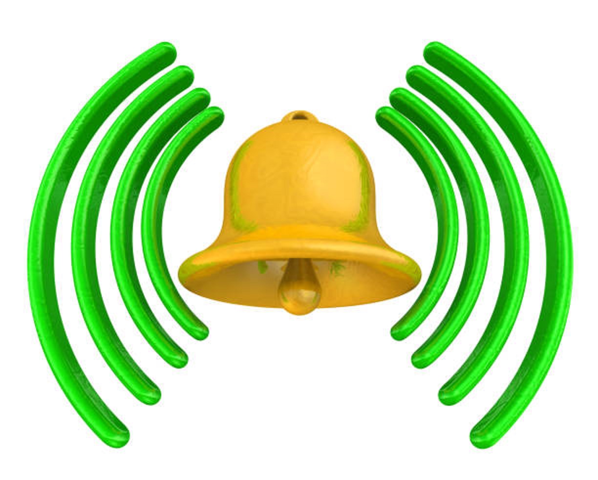 Yellow ringing bell. 3D illustration